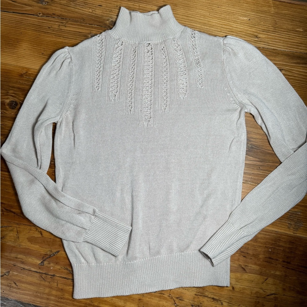 Free People Time after time sweater XS mock neck open‎ knit detail ribbed trim - Picture 2 of 10